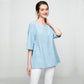 Minibee Women's 3/4 Sleeve Cotton Linen Jacquard Blouses Top T-Shirt