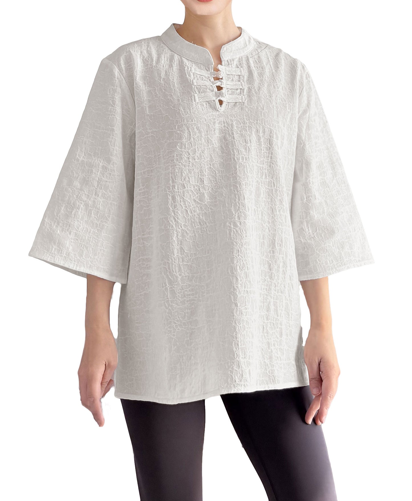 Minibee Women's 3/4 Length Sleeve Tops Cotton Linen Shirts Casual Blouse Summer Tops for Women