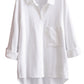 Minibee Women's Cotton Linen Blouses Button Down Shirts Tops