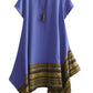 Minibee Women's Ethnic Cotton Linen Short/Long Sleeves Irregular Dress