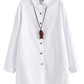Minibee Women's Cotton  Linen Shirts Tunics Hi Low Tops Boyfriend Button Down Blouse