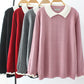 Minibee Women's Pan Collar Knitted Sweater Casual Pullover Sweatshirt