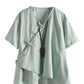 Minibee Women's Linen Retro Chinese Frog Button Tops Blouse