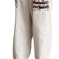 Minibee Women's Baggy Linen Wide Leg Trousers Elastic Waist Harem Pants