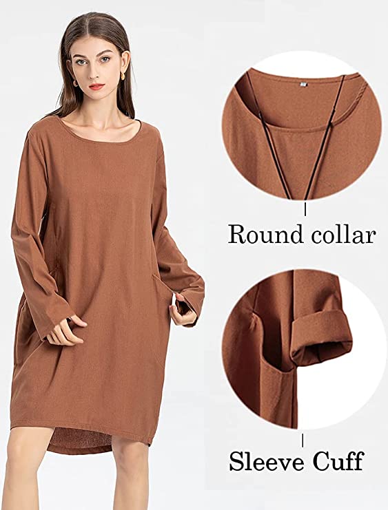 Minibee Women's Oversized Tunic Dress Long Sleeve Loose Baggy Tshirt Tops with Pockets Minibee Women's Oversized Tunic Dress Long Sleeve Loose Baggy Tshirt Tops with Pockets