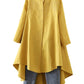 Minibee Women's Cotton Linen Shirt High Low Button Down Embroidered Blouse