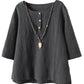 Minibee Women's 3/4 Sleeve Cotton Linen Jacquard Blouses Top T-Shirt