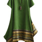 Minibee Women's Ethnic Cotton Linen Short/Long Sleeves Irregular Dress