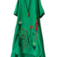 Minibee Women's Embroidered Linen Dress Summer A-Line Sundress Hi Low Tunic Clothing