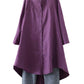 Minibee Women's Cotton Linen Shirt High Low Button Down Embroidered Blouse