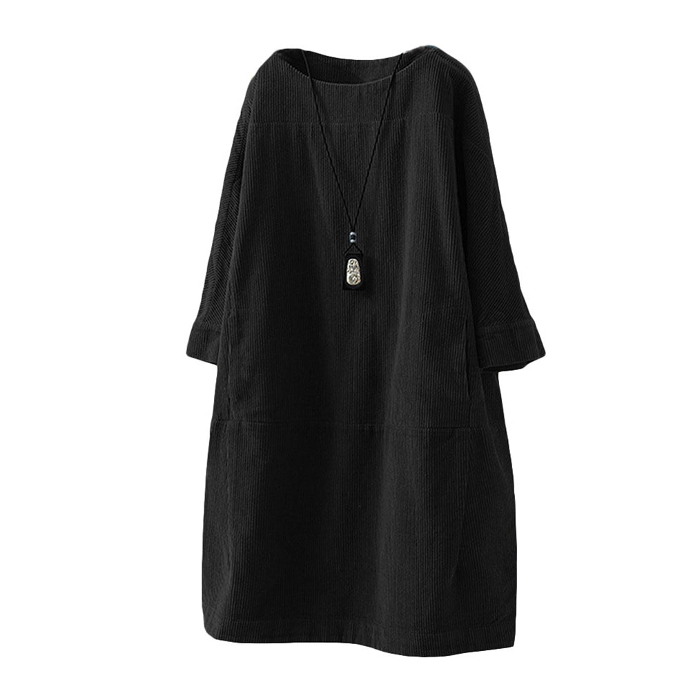 long sleeve tunic dress with pockets Uvn Fall Dresses for Women Long Sleeve Casual Winter Dress with Pockets Buttons Side Tunic Dress, Women's, Size: Small, Black