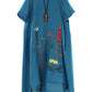 Minibee Women's Embroidered Linen Dress Summer A-Line Sundress Hi Low Tunic Clothing