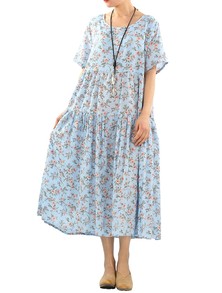 Minibee Women's Bohemian Maxi Dress Summer Short Sleeve Boho Dresses –  minibee