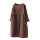 Minibee Women's Oversize Tunic Dress Corduroy Long Sleeve Tops with Pockets