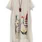 Minibee Women's Embroidered Linen Dress Summer A-Line Sundress Hi Low Tunic Clothing