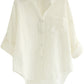 Minibee Women's Linen Blouse High Low Shirt Roll-Up Sleeve Tops