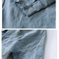Minibee Women's Linen Blouse High Low Shirt Roll-Up Sleeve Tops
