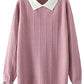 Minibee Women's Pan Collar Knitted Sweater Casual Pullover Sweatshirt