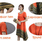 Minibee Women's Ethnic Cotton Linen Short/Long Sleeves Irregular Dress