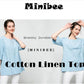 Minibee Women's 3/4 Sleeve Cotton Linen Jacquard Blouses Top T-Shirt