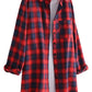 Minibee Women's Cotton Blouses Tops Plaid Long Sleeve High Low Button Down Shirts